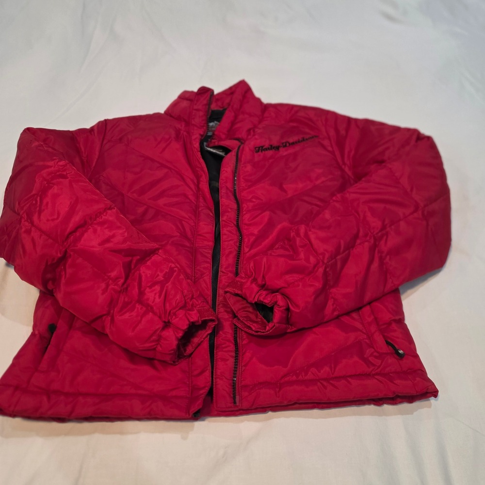 Harley-Davidson Puffer Jacket Womens Small Red Excellent Down Fill 97443-11VW
